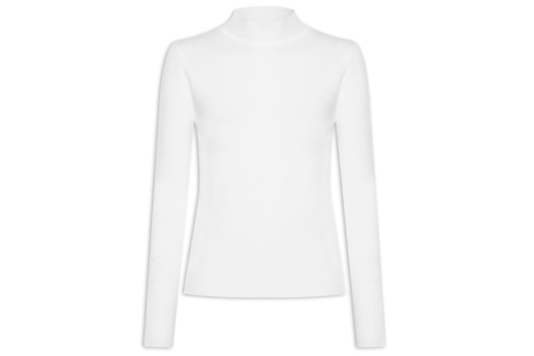 Blusa Feminina Tricot Gola Alta - Branco