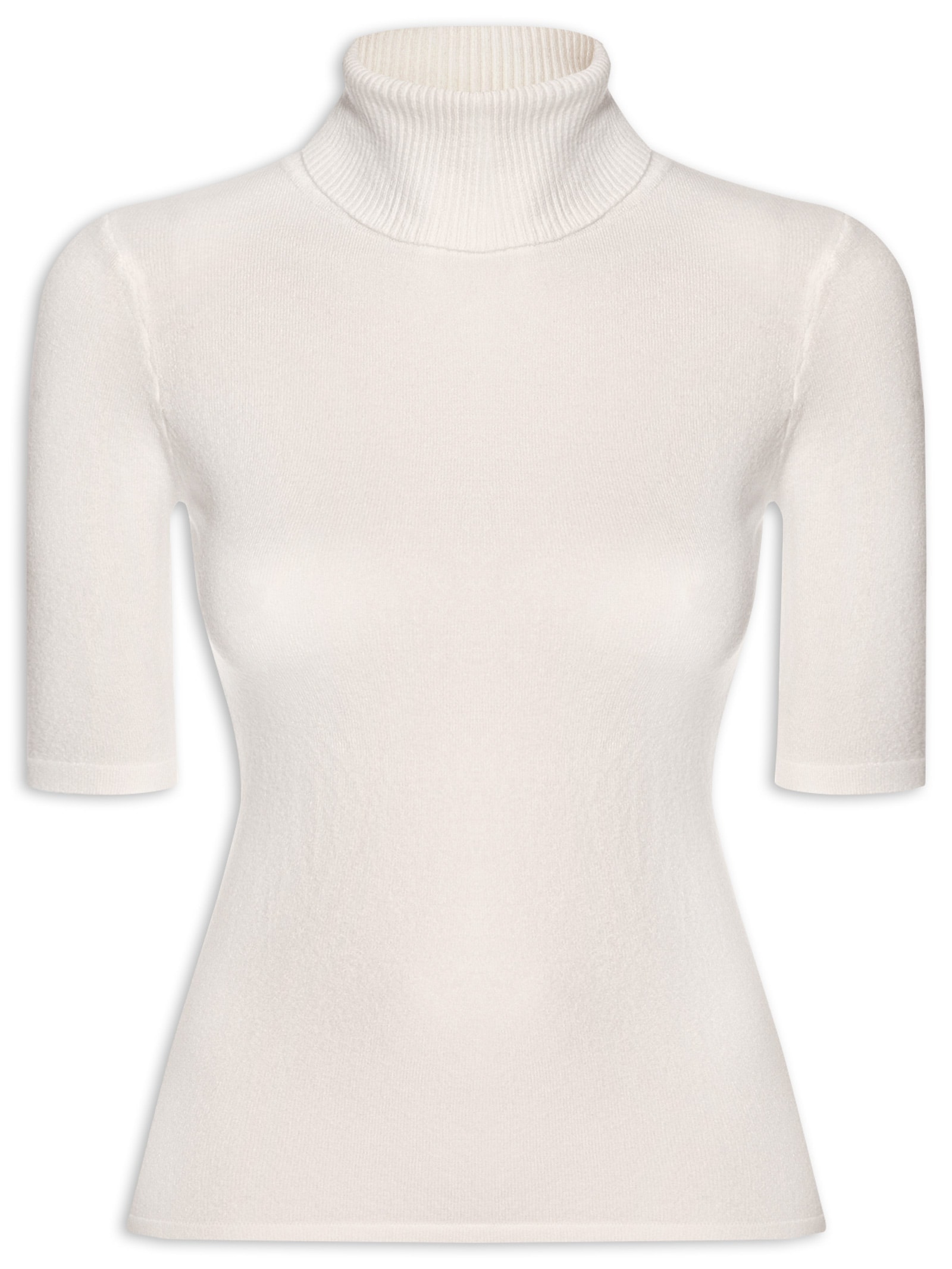 Blusa Feminina Tricot Gola Alta Branco Basiq