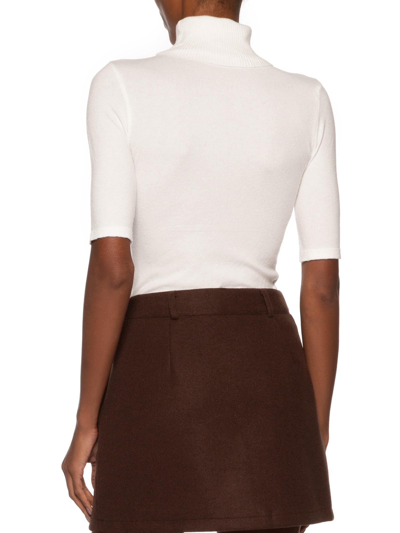 Blusa Feminina Tricot Gola Alta Branco Basiq