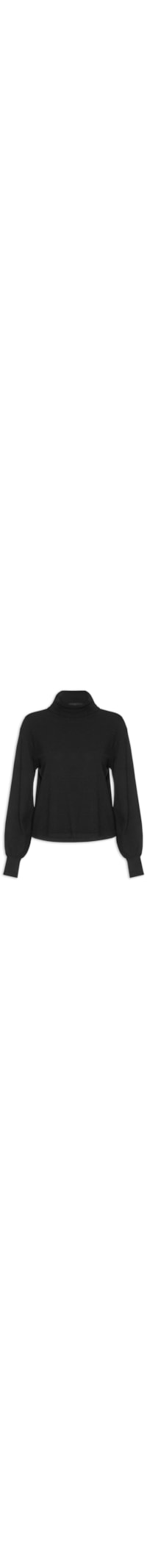 Blusa Feminina Tricot Gola Alta Essencial - Preto