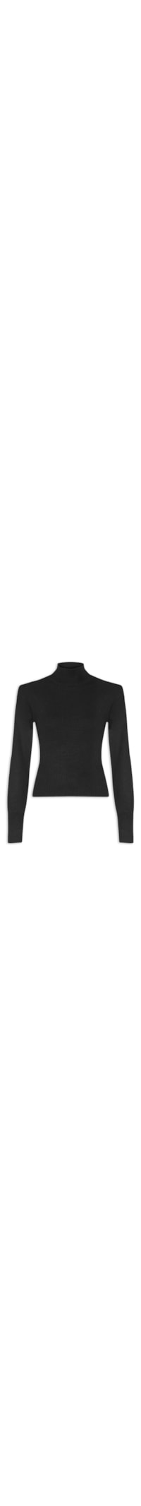 Blusa Feminina Tricot Gola Alta Ombreira - Preto