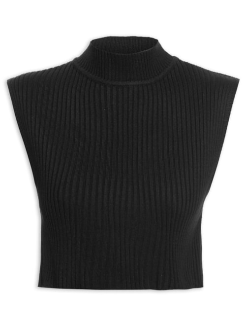 Blusa Feminina Tricot Gola Alta – Preto
