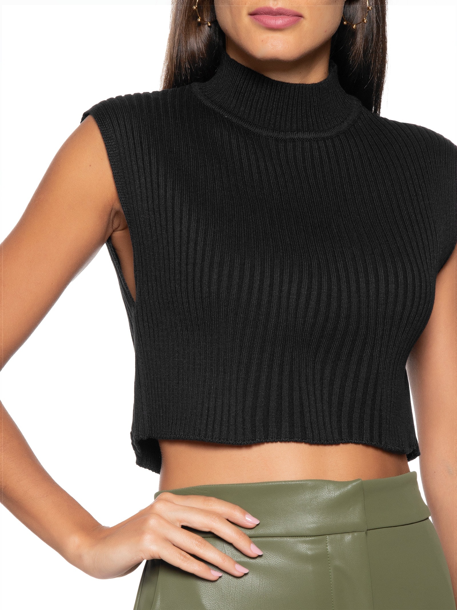 Blusa Feminina Tricot Gola Alta Preto Dress To