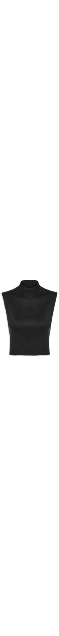 Blusa Feminina Tricot Gola Alta - Preto