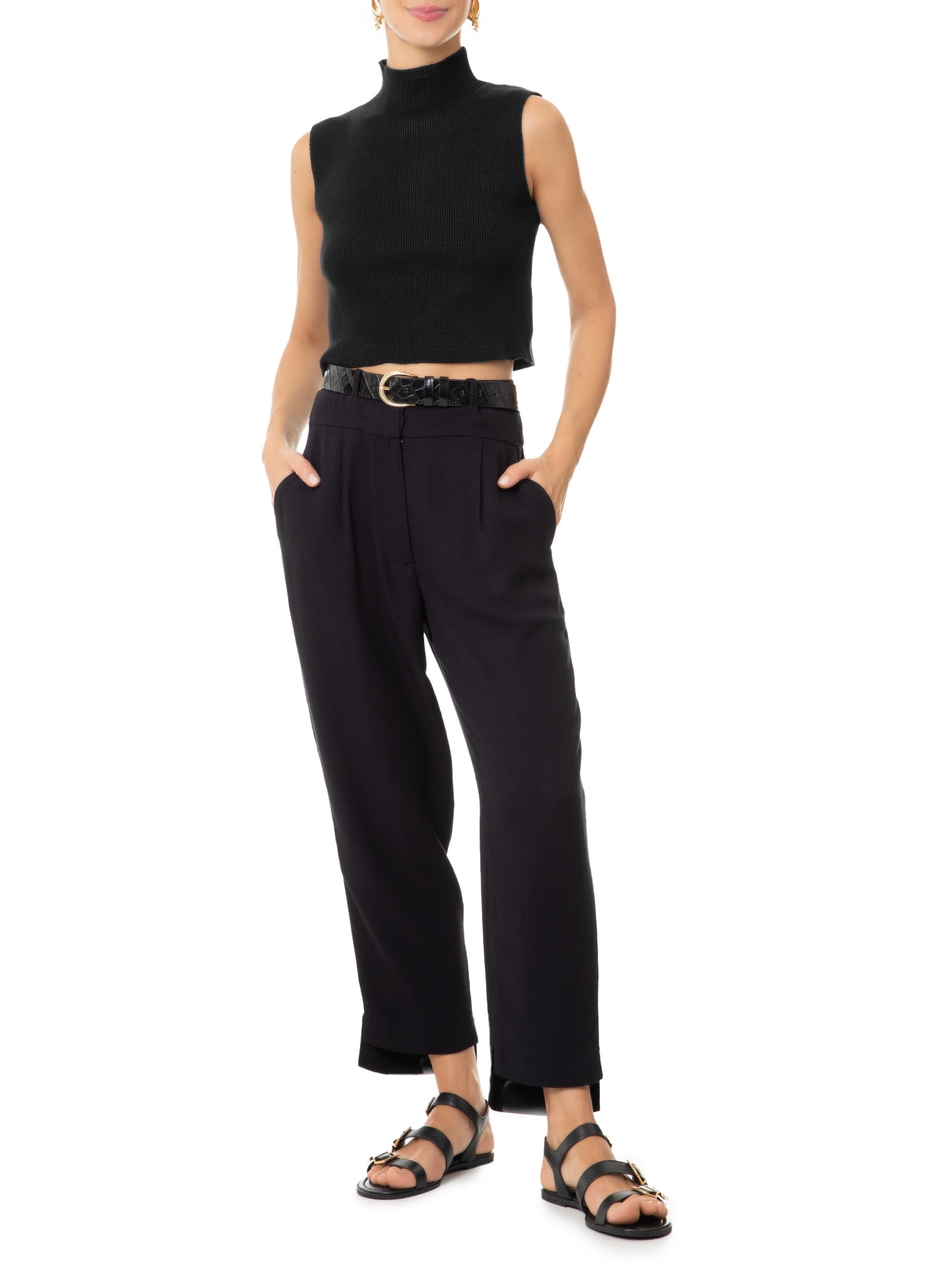 Blusa Feminina Tricot Gola Alta Preto Dress To