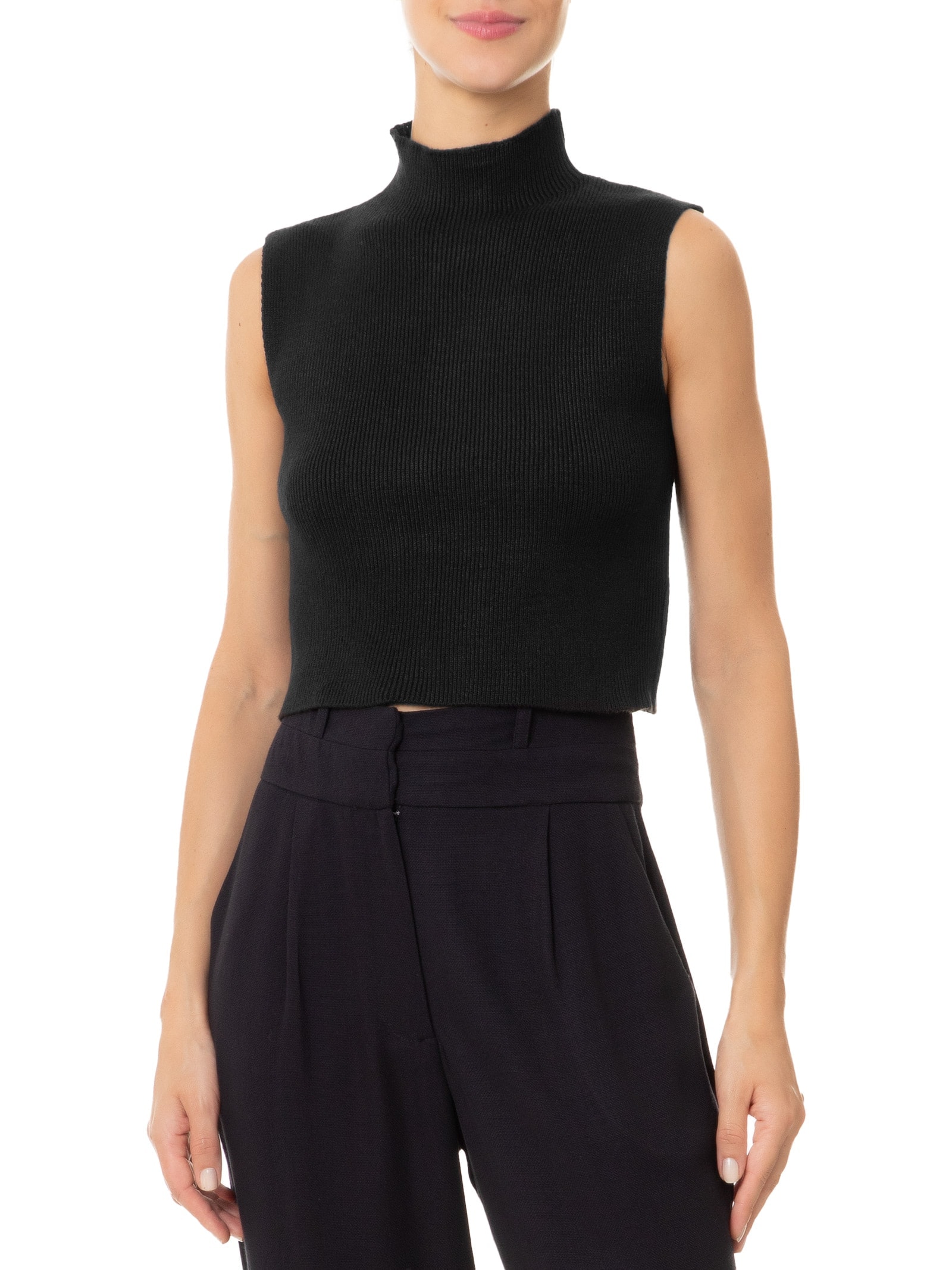 Blusa Feminina Tricot Gola Alta Preto Dress To