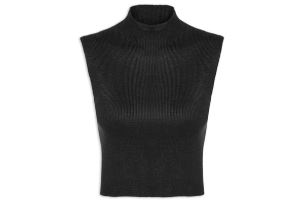 Blusa Feminina Tricot Gola Alta - Preto
