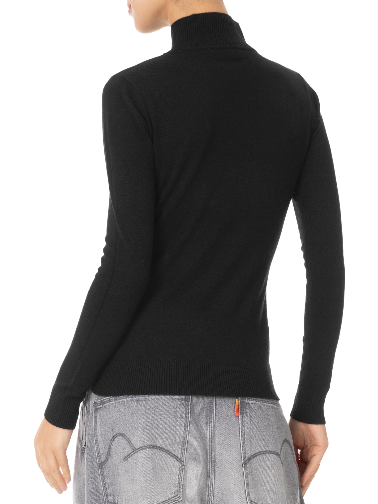 Blusa Feminina Tricot Gola Alta Preto Market 33