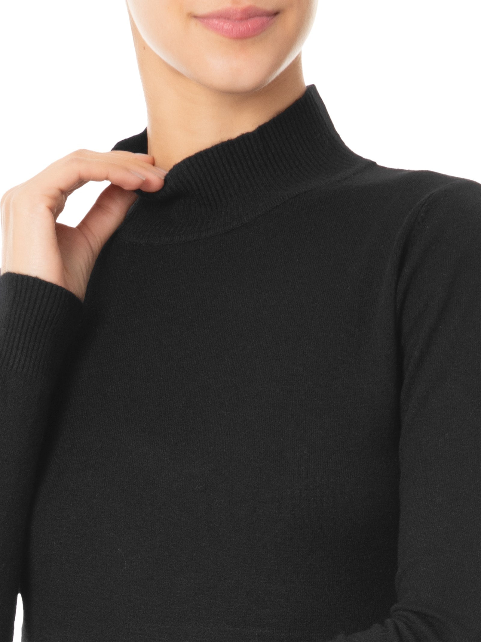 Blusa Feminina Tricot Gola Alta Preto Market 33