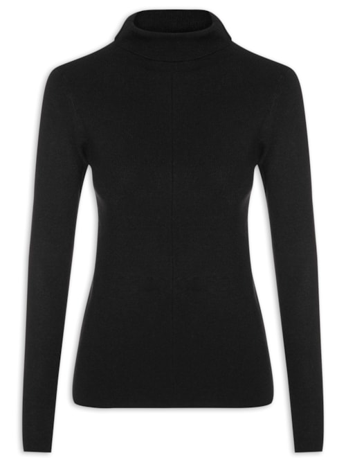 Blusa Feminina Tricot Gola Alta – Preto