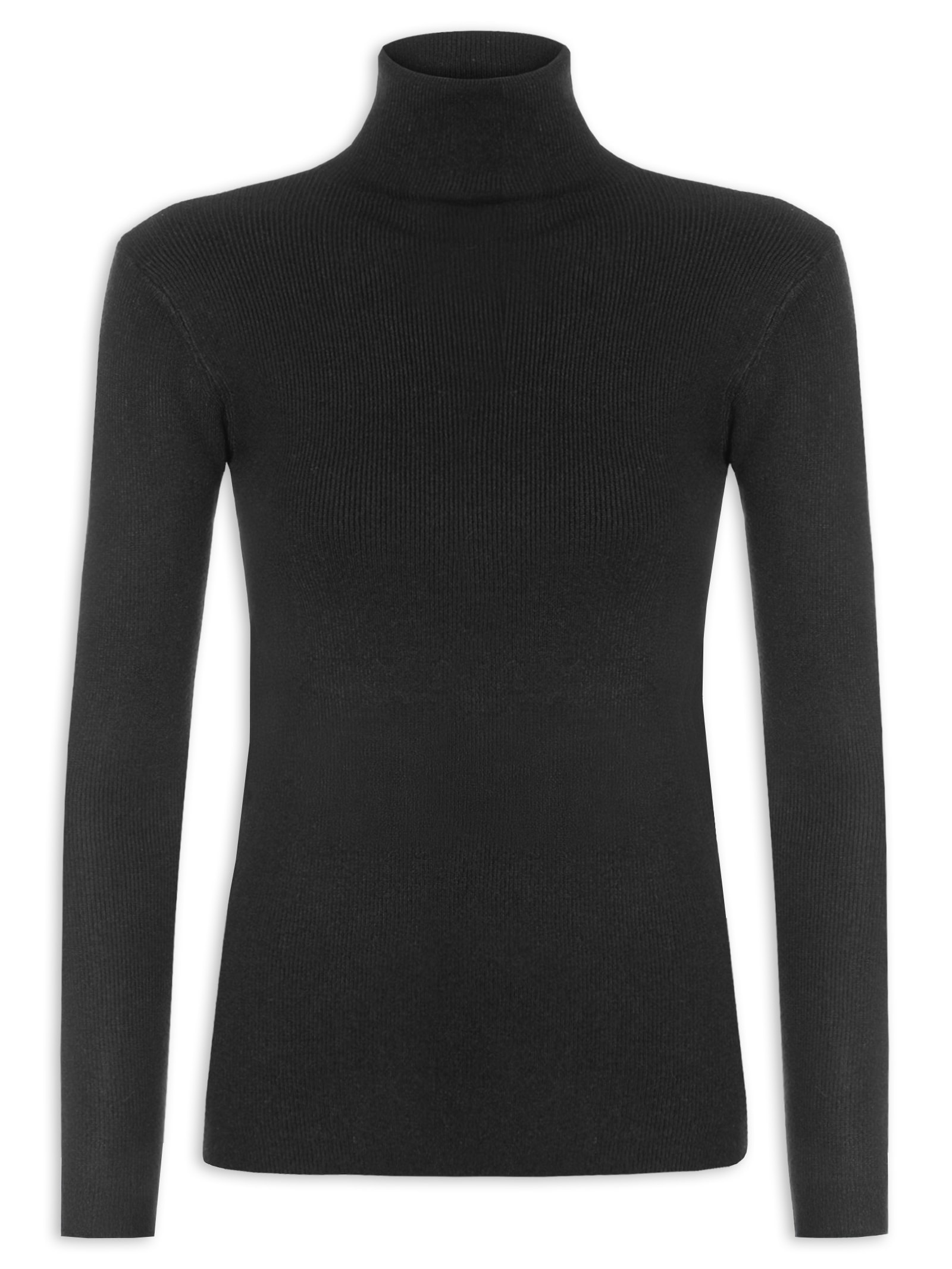 Blusa Feminina Tricot Gola Alta Preto Market 33