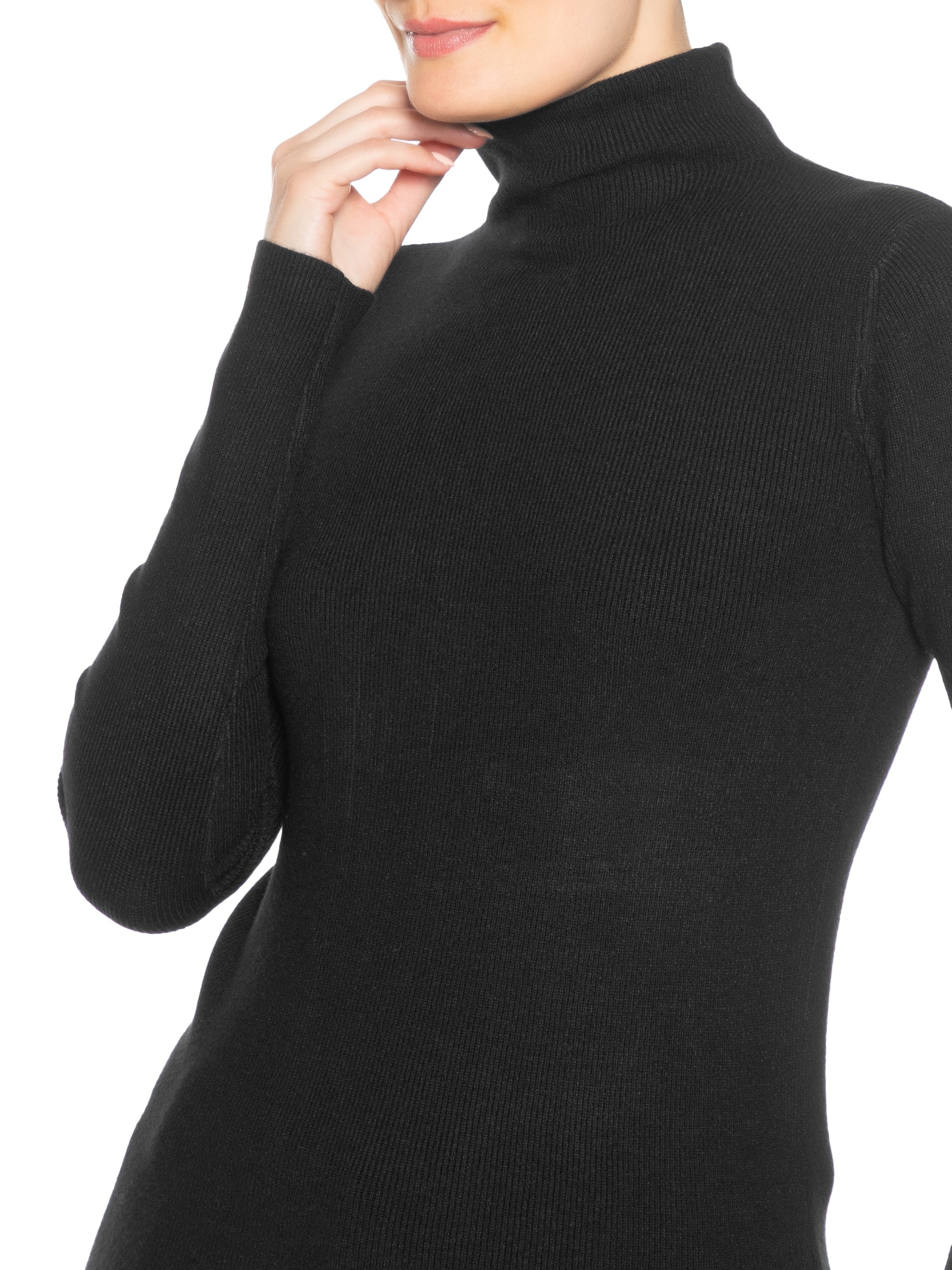 Blusa Feminina Tricot Gola Alta Preto Market 33