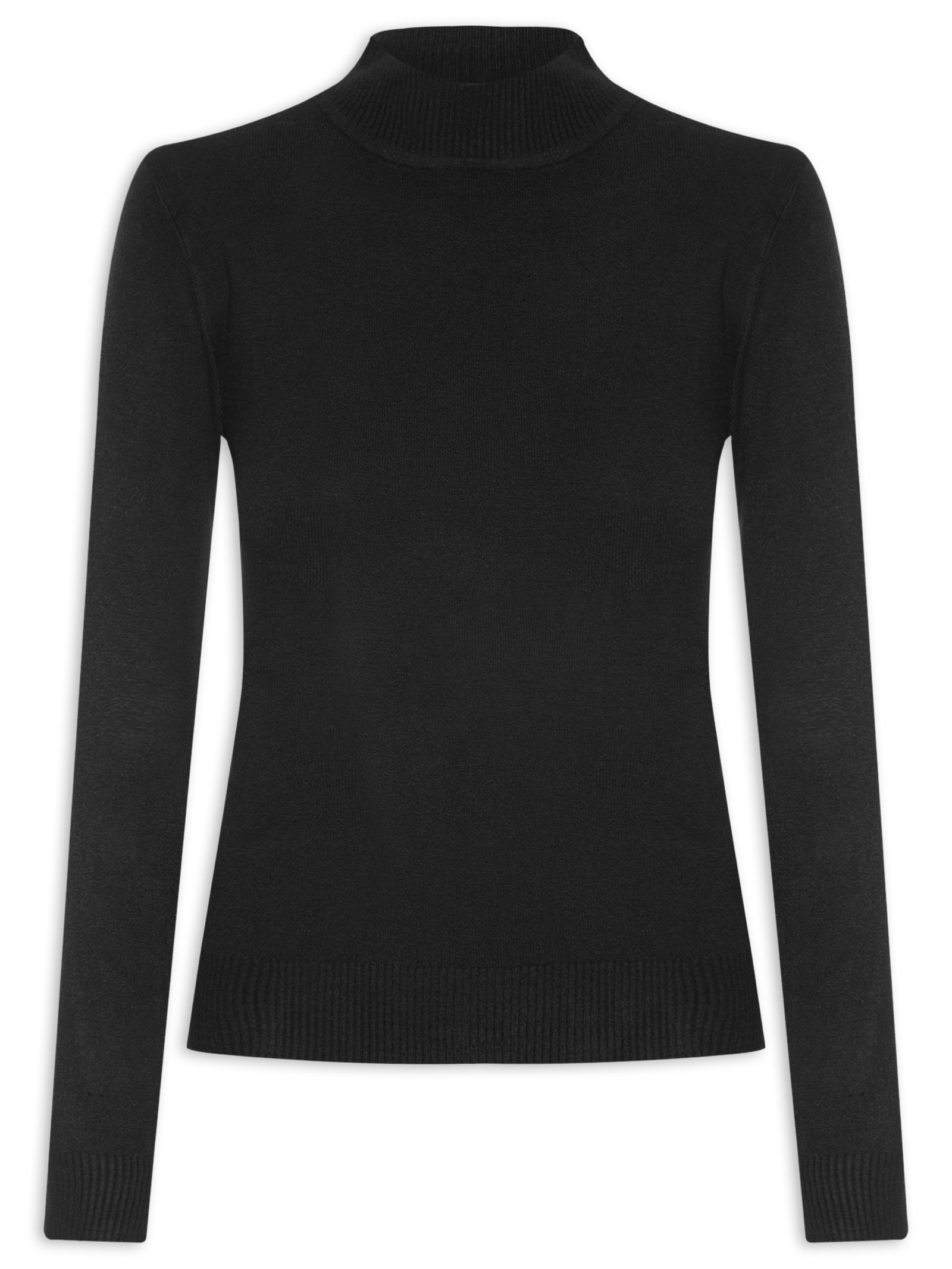 Blusa Feminina Tricot Gola Alta Preto Basiq