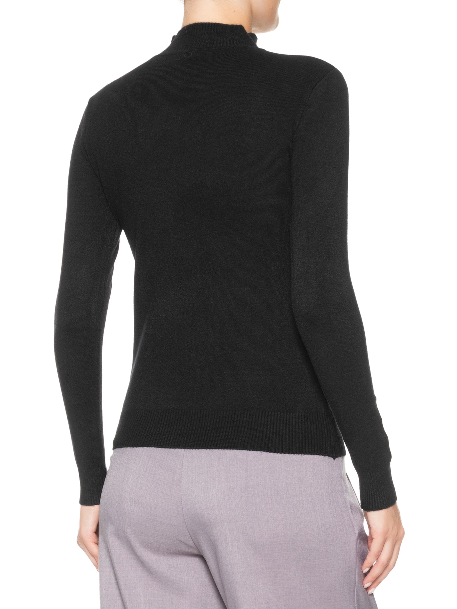 Blusa Feminina Tricot Gola Alta Preto Basiq