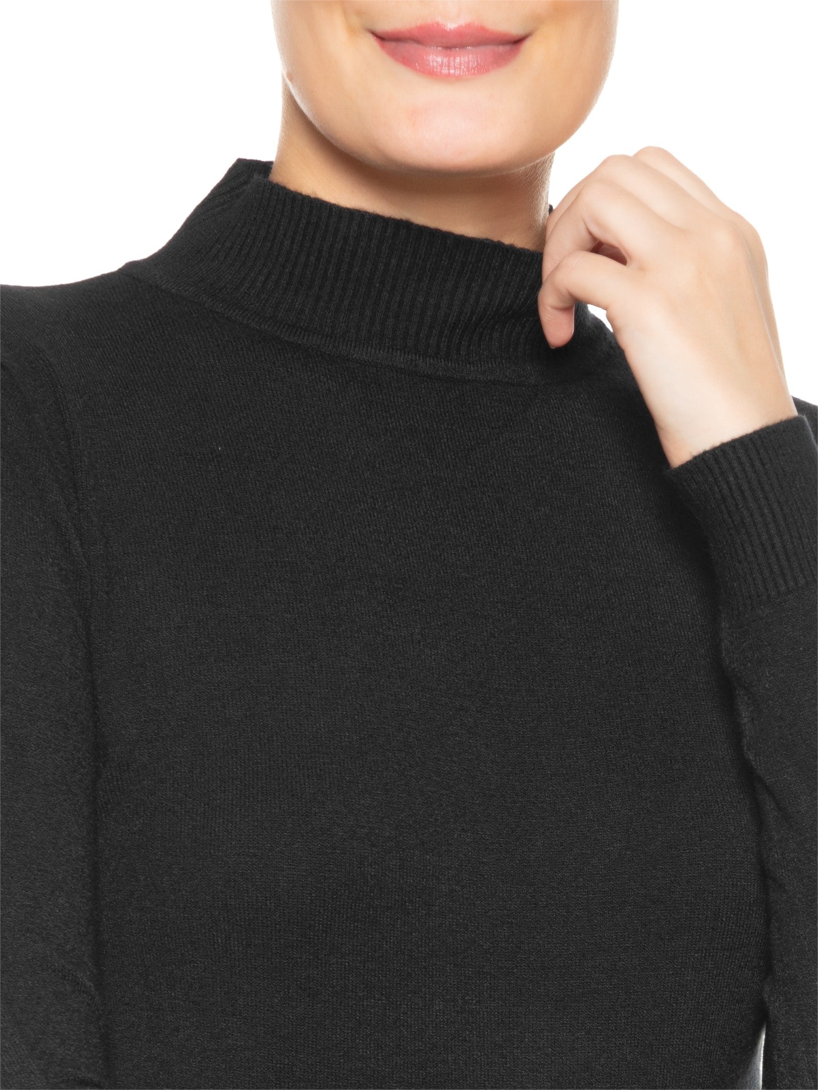 Blusa Feminina Tricot Gola Alta Preto Basiq