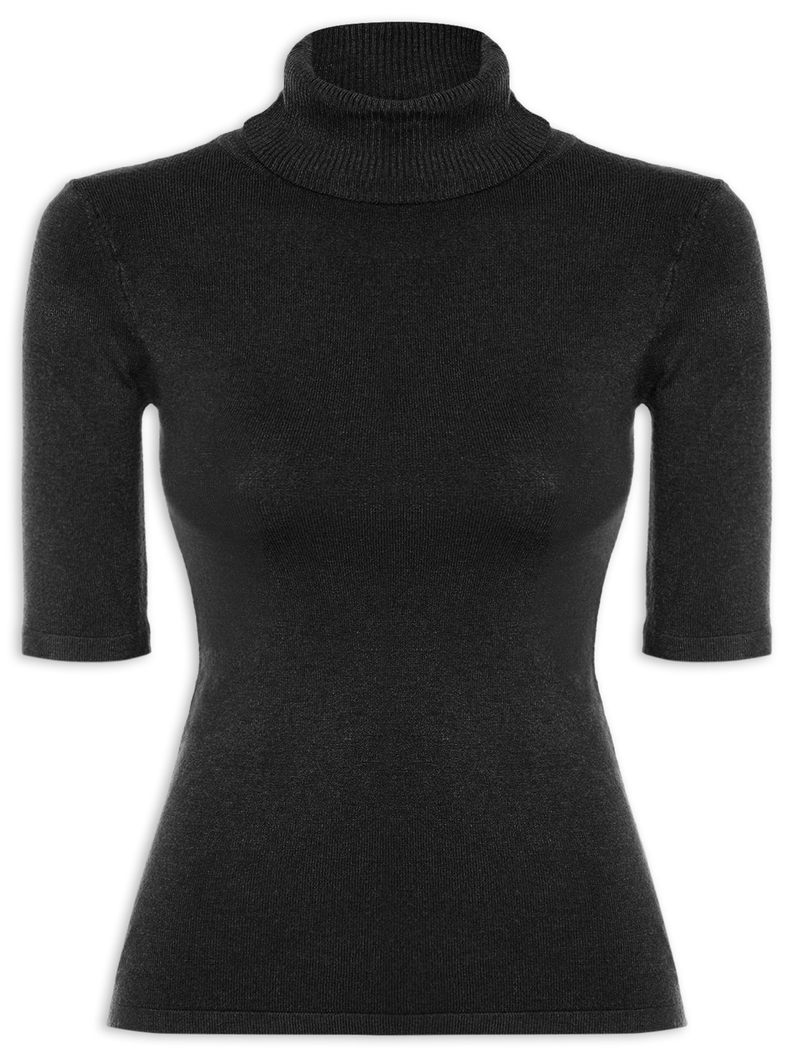 Blusa Feminina Tricot Gola Alta Preto Basiq
