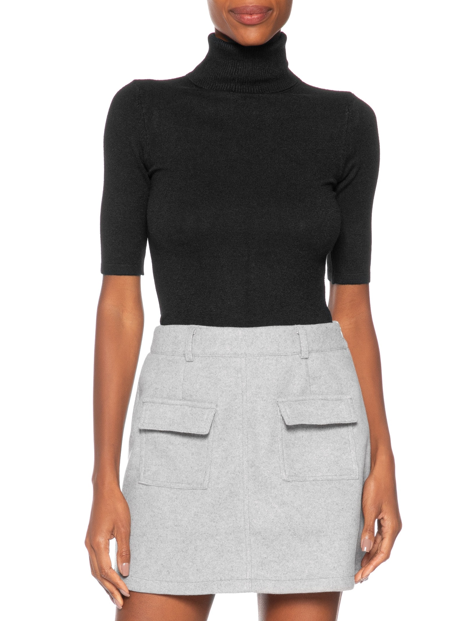 Blusa Feminina Tricot Gola Alta Preto Basiq