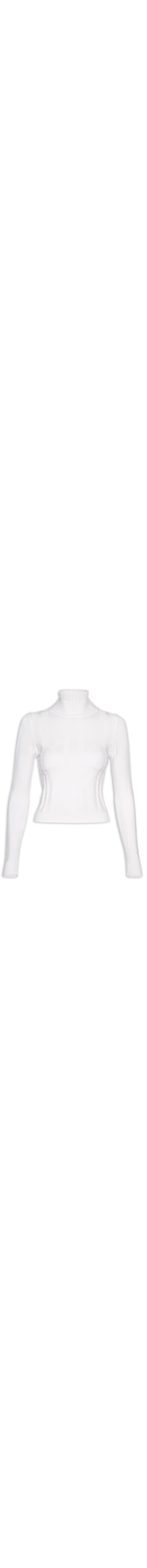 Blusa Feminina Tricot Gola Alta Texturizada - Branco