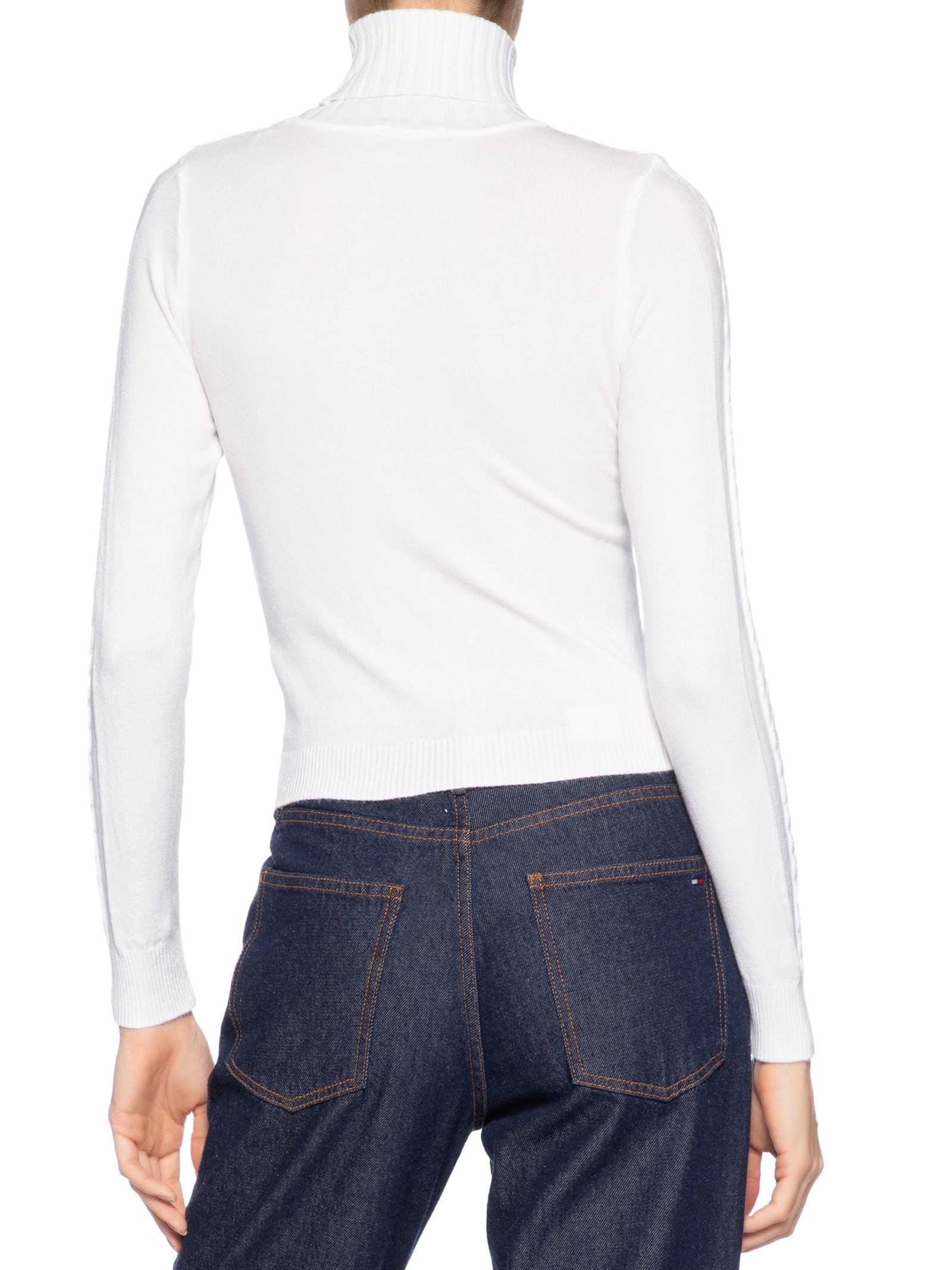 Blusa Feminina Tricot Gola Alta Texturizada Branco Basiq