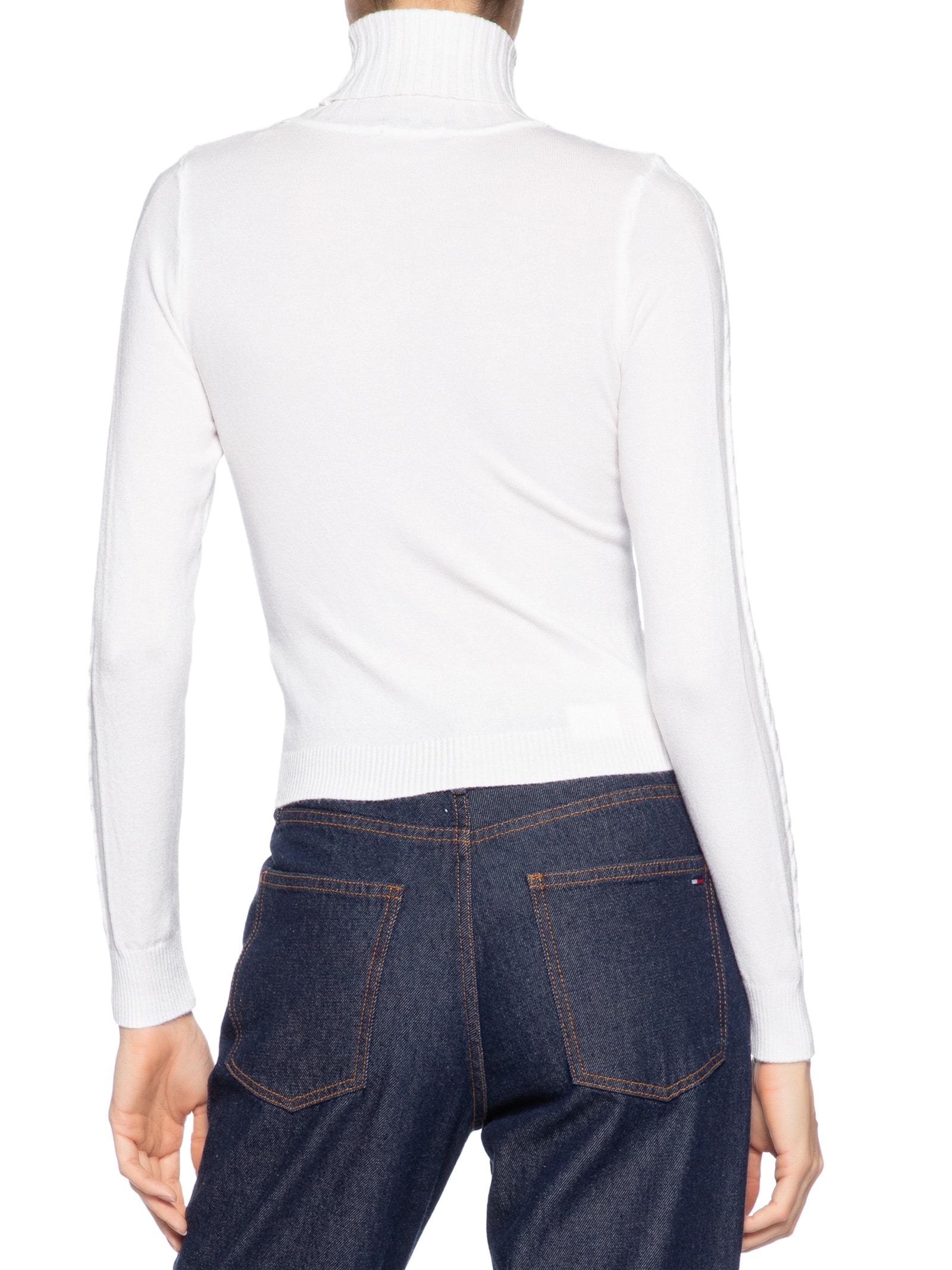 Blusa Feminina Tricot Gola Alta Texturizada Branco Basiq