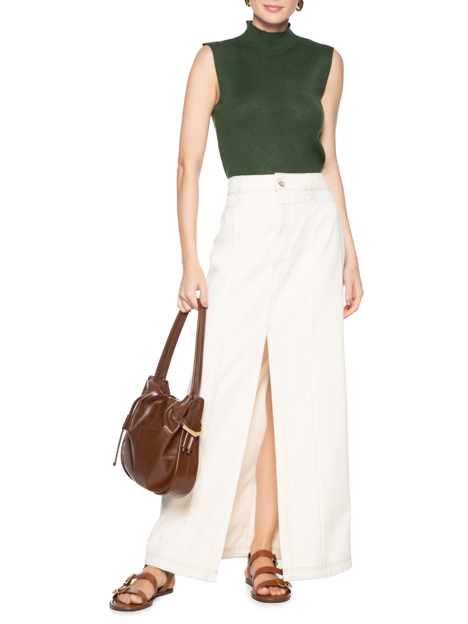 Blusa Feminina Tricot Gola Alta Verde Dress To