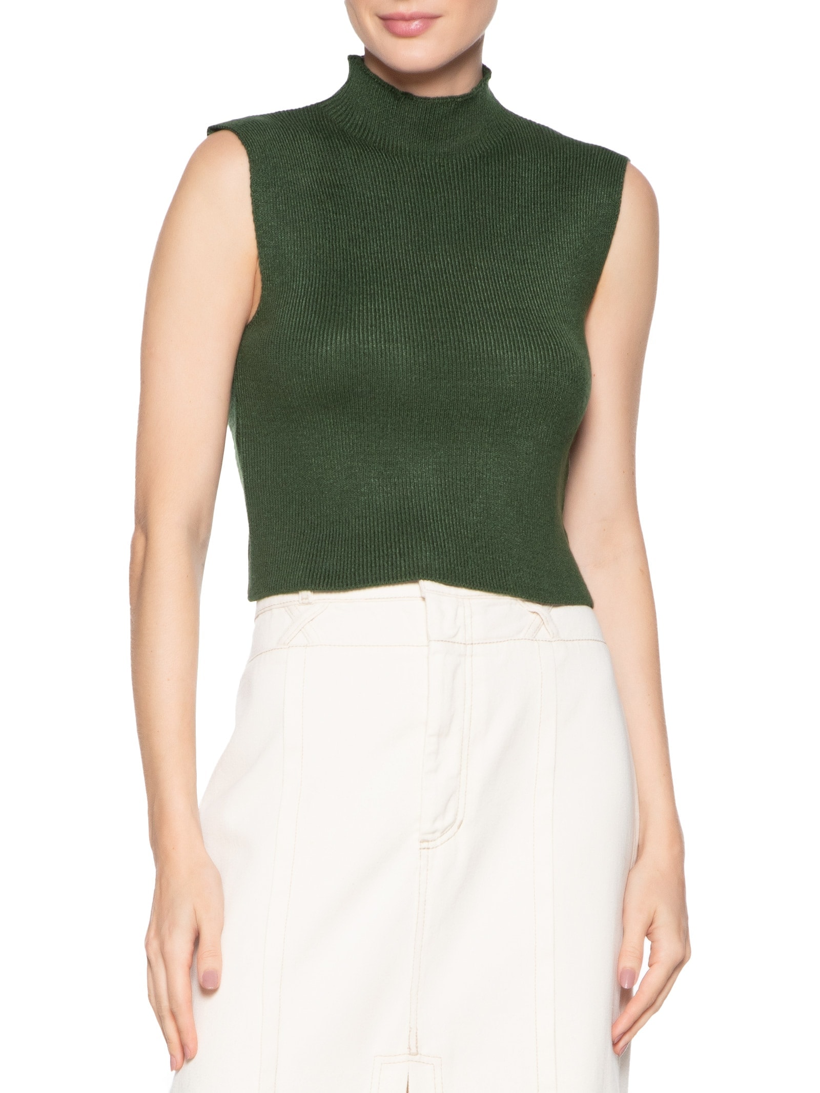 Blusa Feminina Tricot Gola Alta Verde Dress To