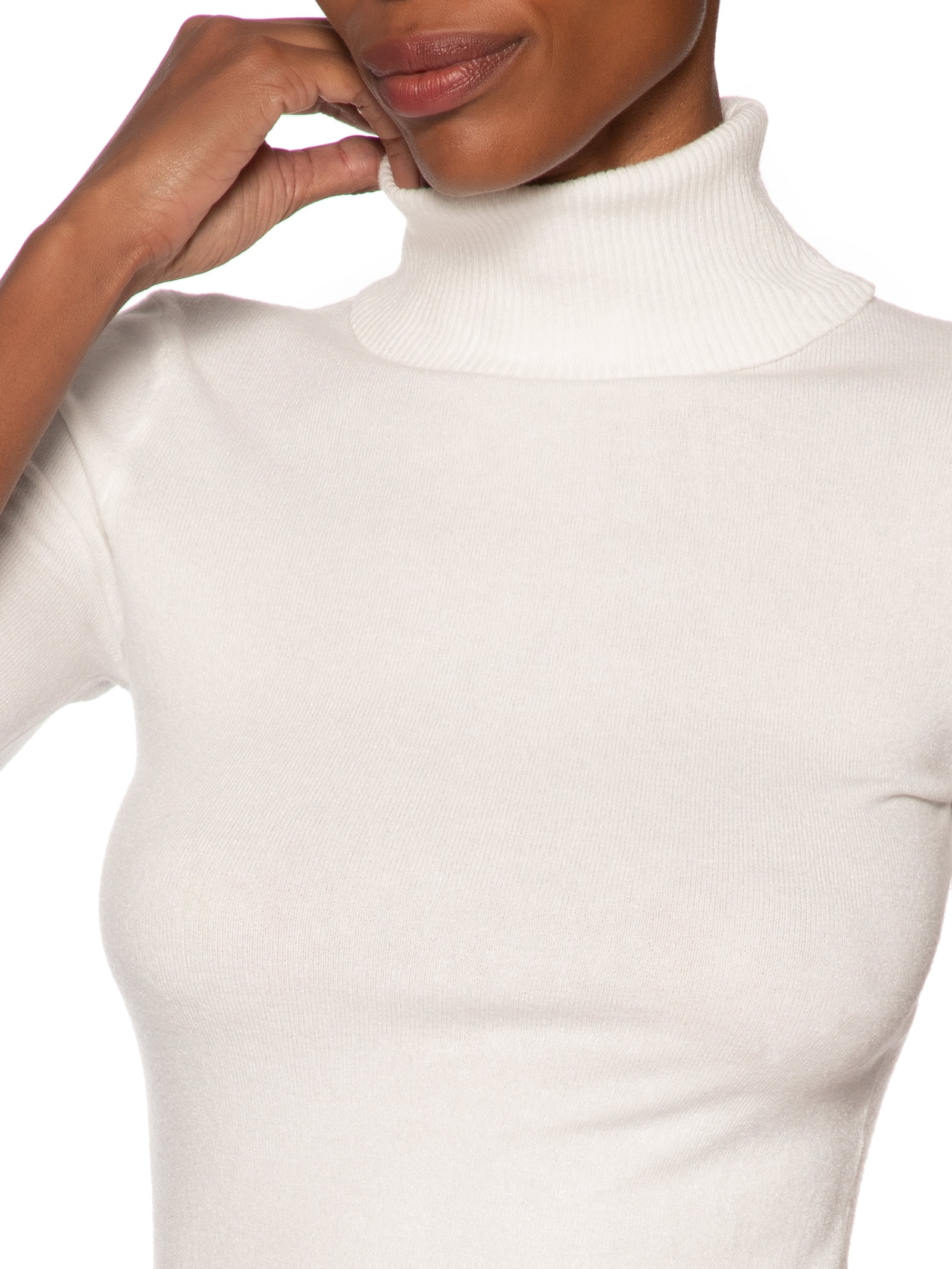 Blusa Feminina Tricot Gola Alta – Branco Basiq