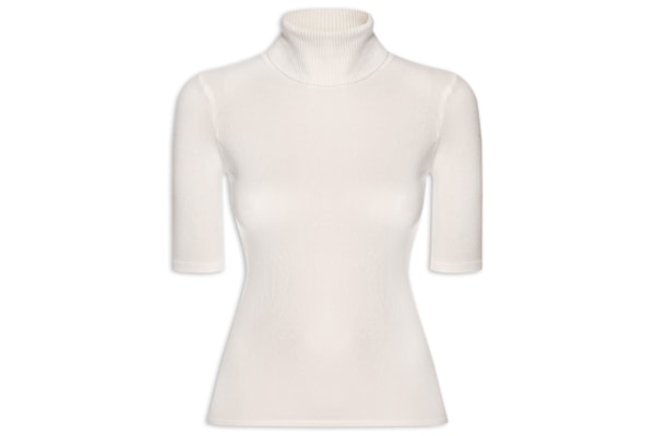 Blusa Feminina Tricot Gola Alta – Branco