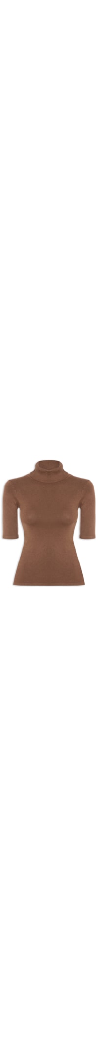 Blusa Feminina Tricot Gola Alta – Marrom