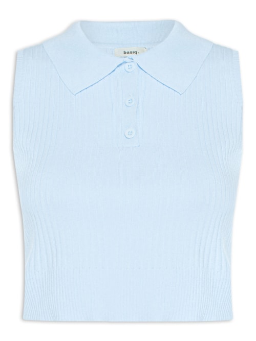 Blusa Feminina Tricot Gola Esporte – Azul