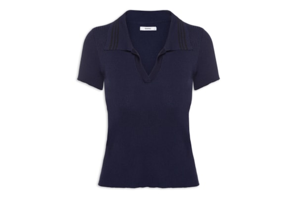 Blusa Feminina Tricot Gola Esporte - Azul