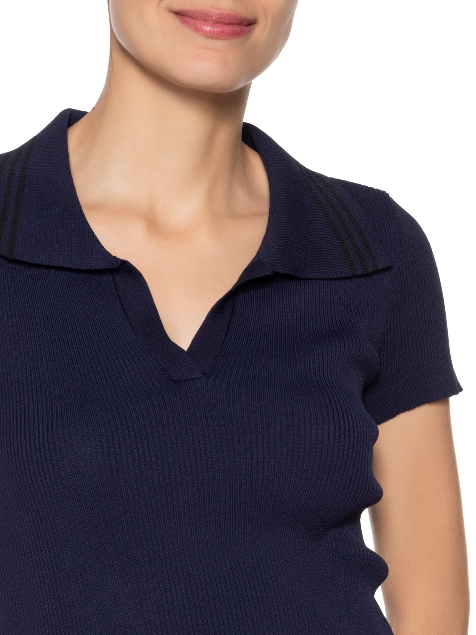 Blusa Feminina Tricot Gola Esporte Azul Basiq