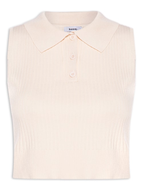 Blusa Feminina Tricot Gola Esporte – Bege