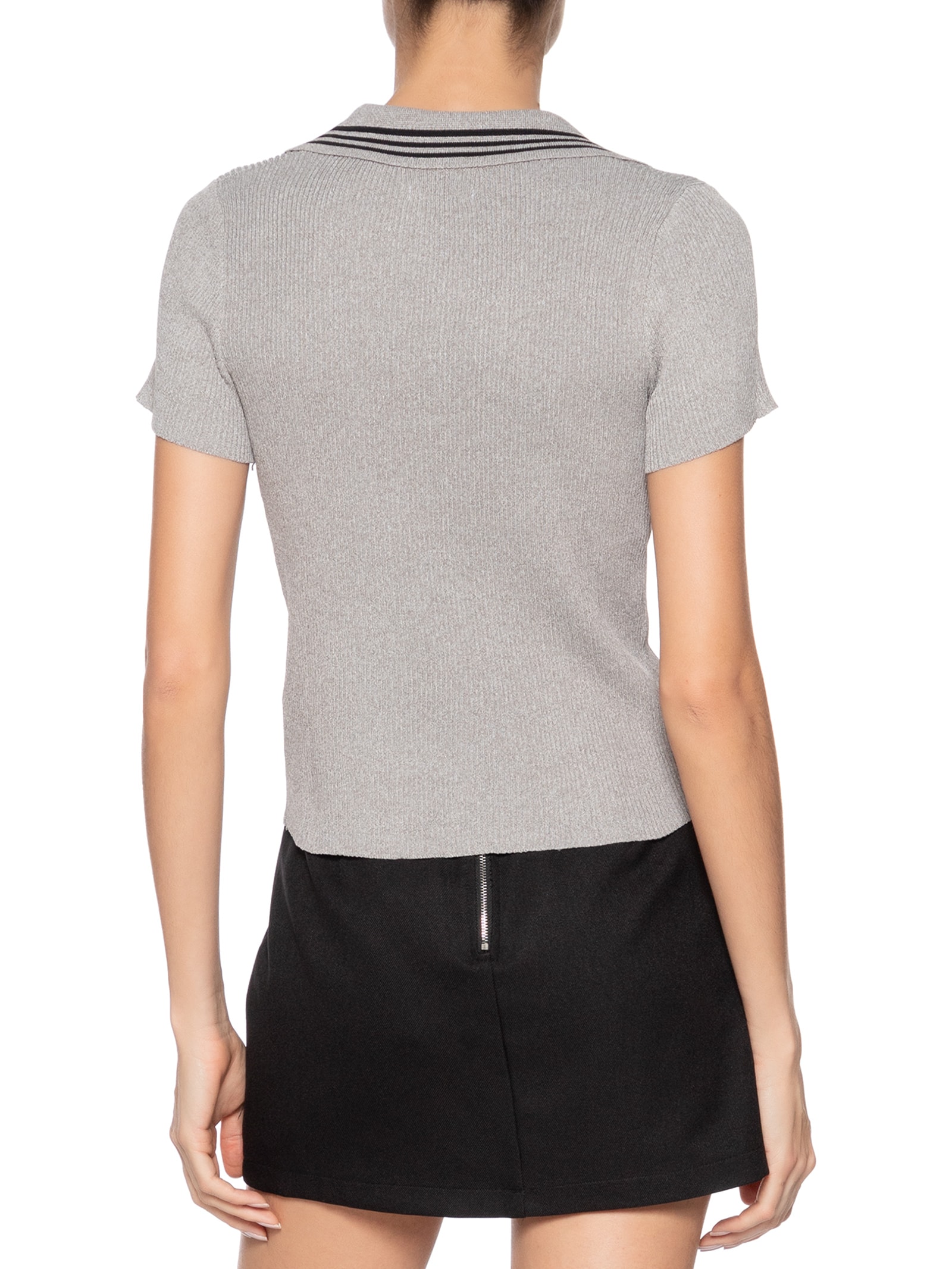 Blusa Feminina Tricot Gola Esporte Cinza Basiq