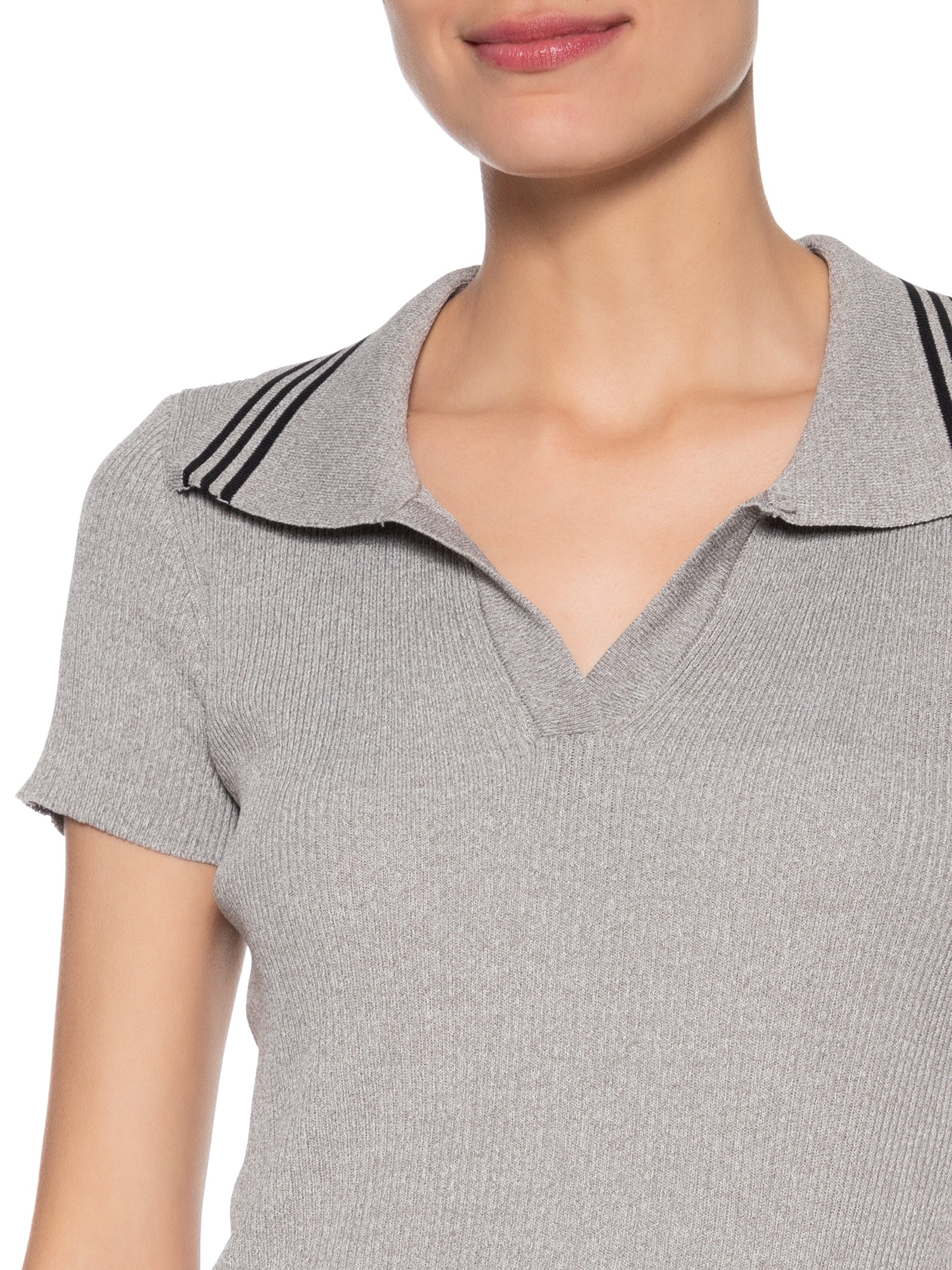 Blusa Feminina Tricot Gola Esporte Cinza Basiq