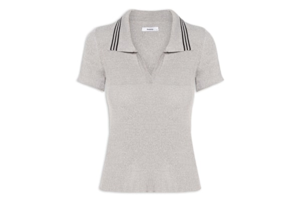 Blusa Feminina Tricot Gola Esporte - Cinza