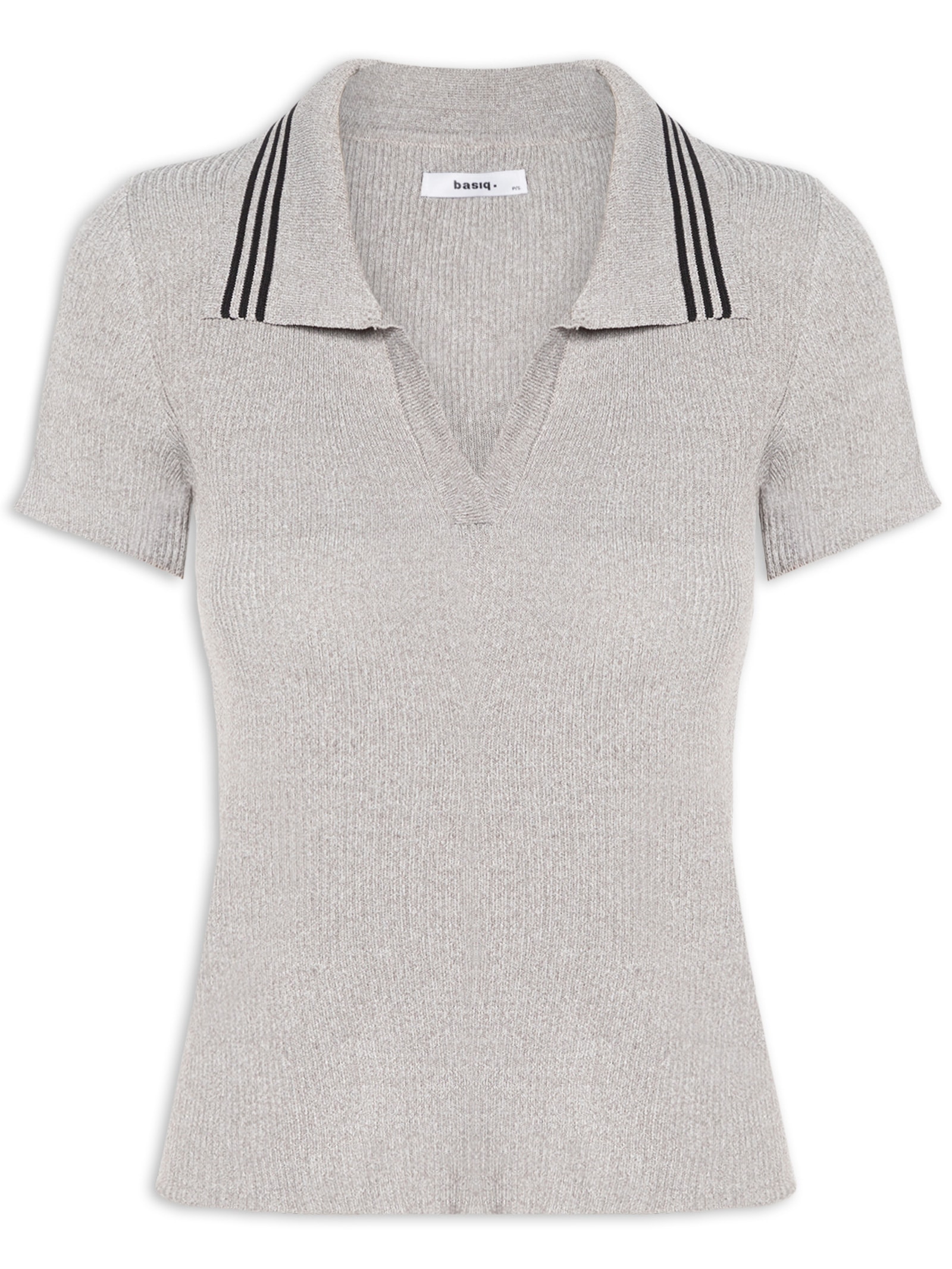 Blusa Feminina Tricot Gola Esporte Cinza Basiq