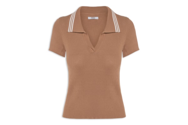 Blusa Feminina Tricot Gola Esporte - Marrom
