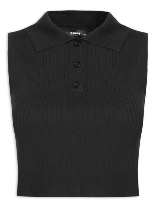Blusa Feminina Tricot Gola Esporte – Preto