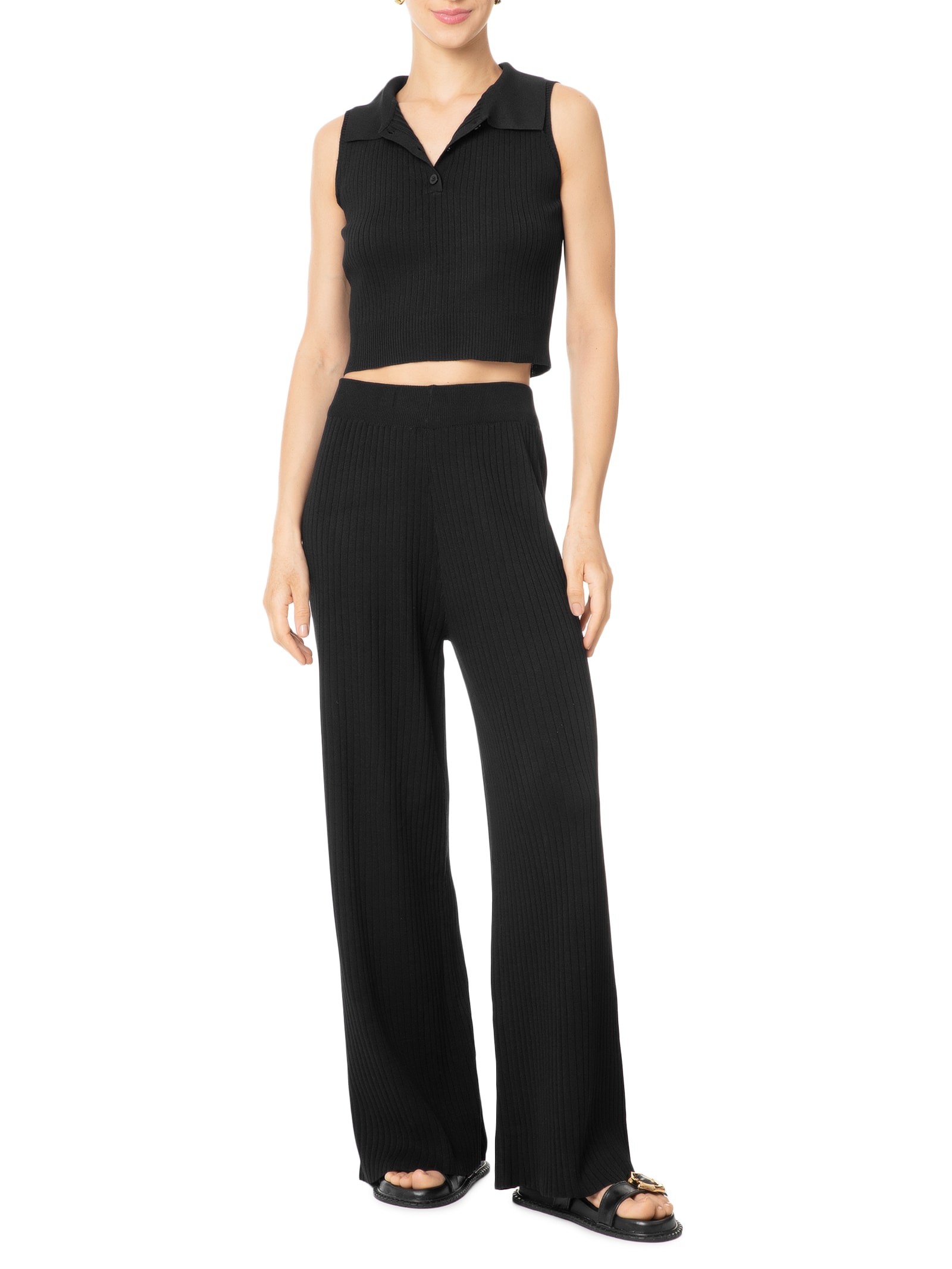 Blusa Feminina Tricot Gola Esporte Preto Basiq