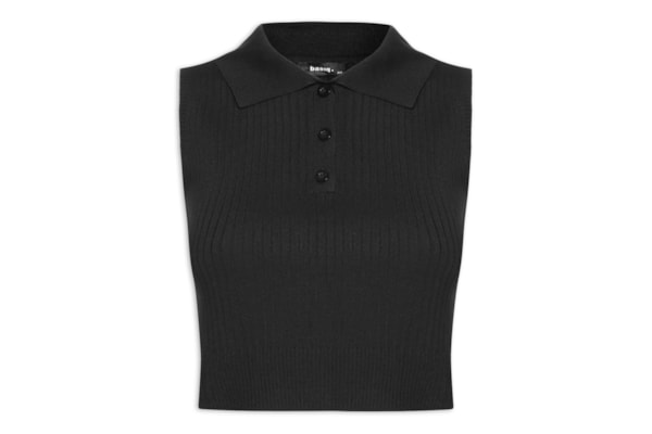 Blusa Feminina Tricot Gola Esporte - Preto
