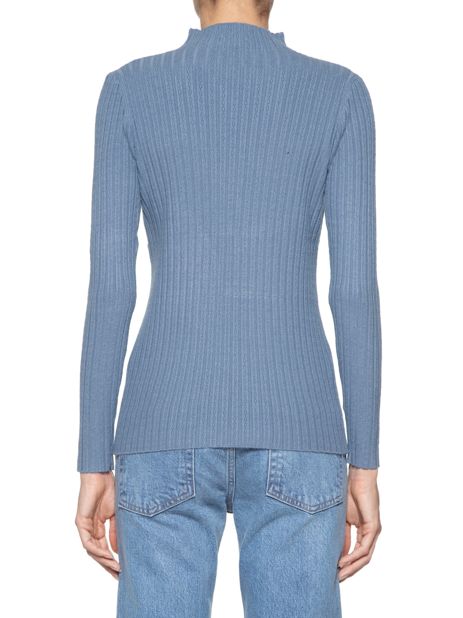 Blusa Feminina Tricot Gola Média Texturizada Azul  Basiq