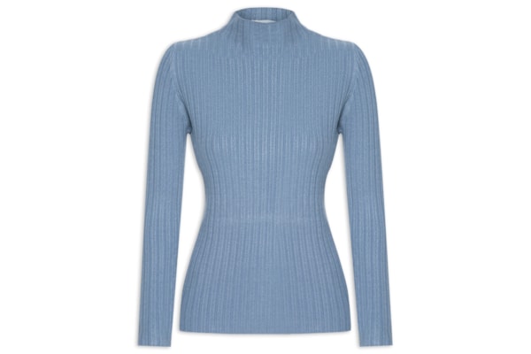 Blusa Feminina Tricot Gola Média Texturizada - Azul 