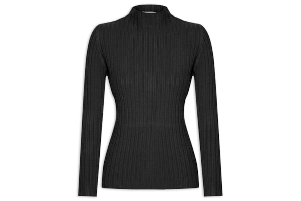 Blusa Feminina Tricot Gola Média Texturizada - Preto 