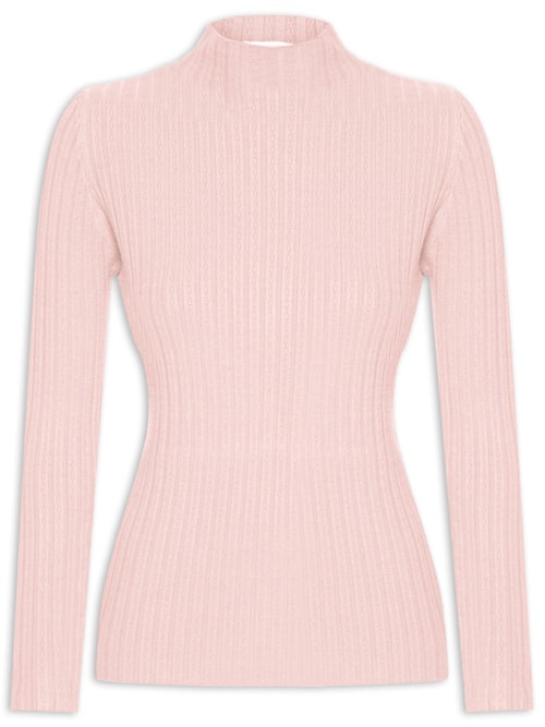 Blusa Feminina Tricot Gola Média Texturizada - Rosa