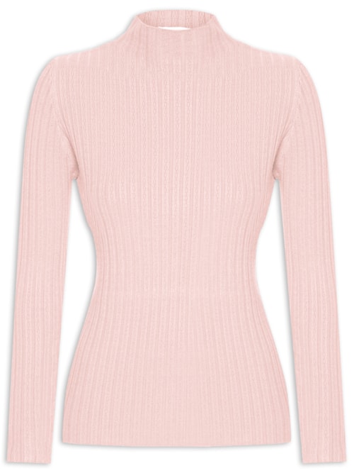 Blusa Feminina Tricot Gola Média Texturizada – Rosa