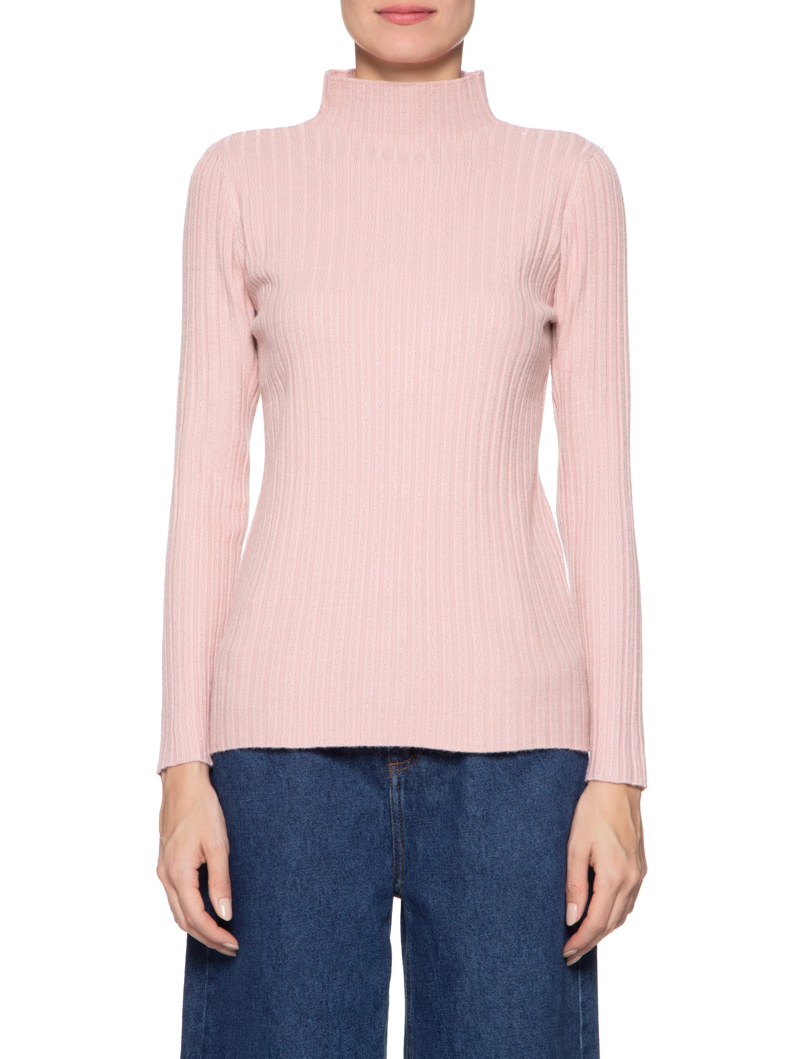 Blusa Feminina Tricot Gola Média Texturizada Rosa Basiq