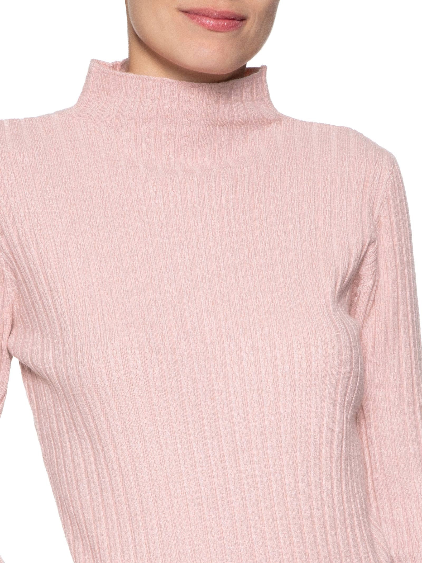 Blusa Feminina Tricot Gola Média Texturizada Rosa Basiq