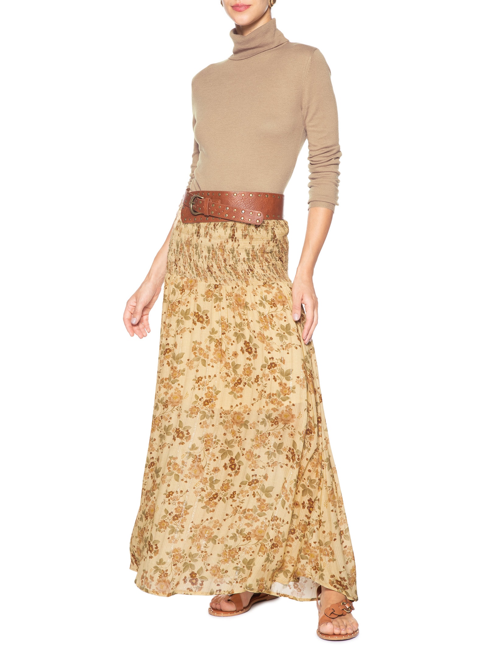 Blusa Feminina Tricot Gola Role Bege Maria Filó