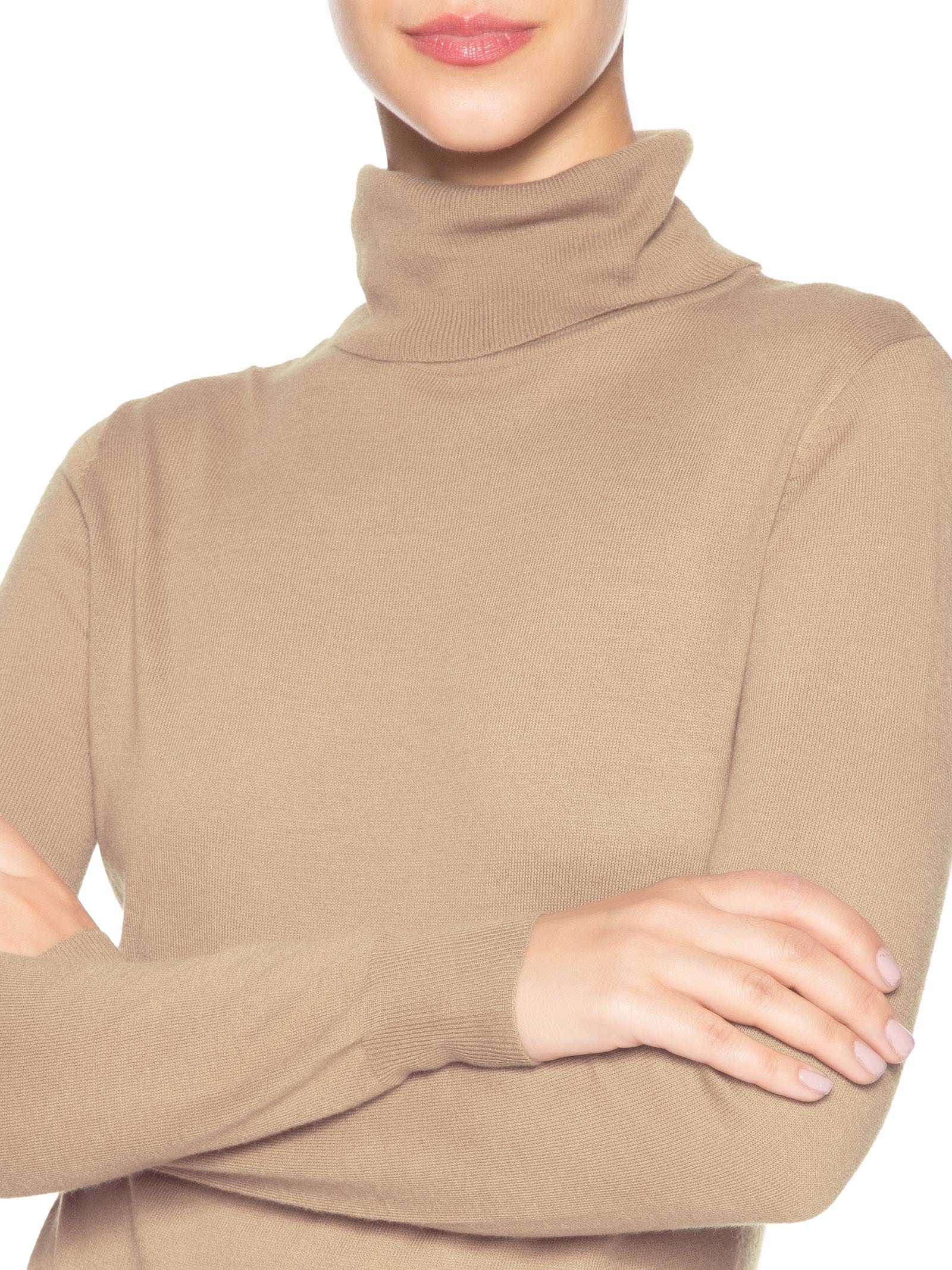 Blusa Feminina Tricot Gola Role Bege Maria Filó